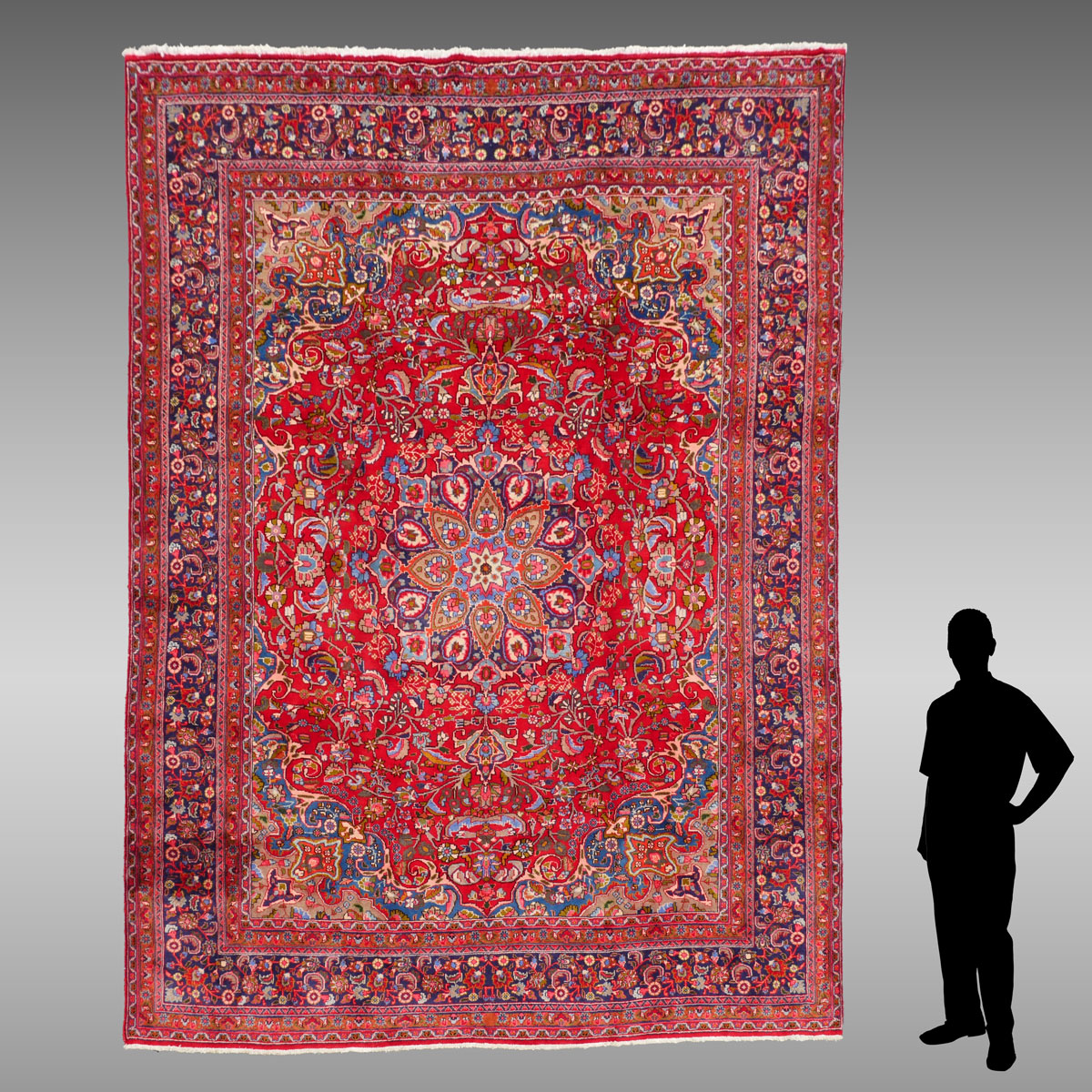 Appraisal: PERSIAN MASHAD HAND KNOTTED WOOL RUG ' '' X '