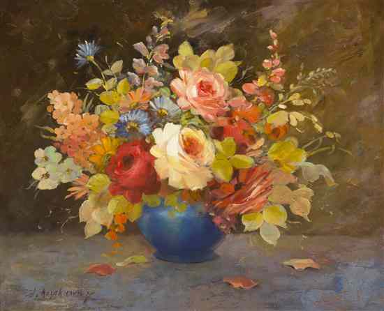 Appraisal: Anton Kozakiewicz Polish - Floral Still Life oil on board