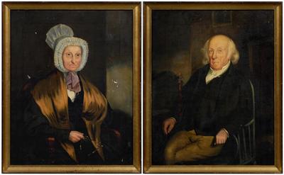 Appraisal: Pair th century portraits British School oil on canvas unsigned