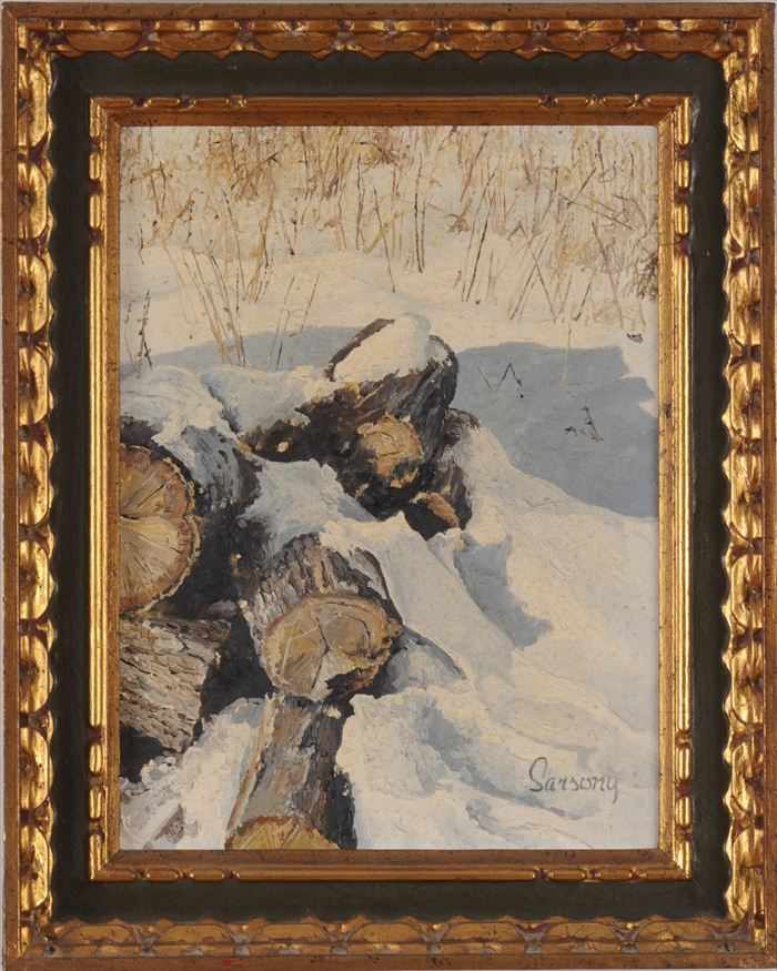 Appraisal: ROBERT SARSONY b FIELD LOGS Oil on masonite x in