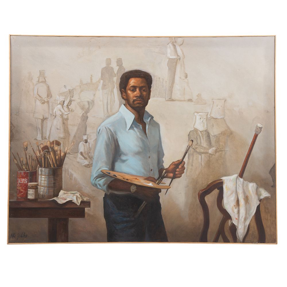 Appraisal: Nathaniel K Gibbs Self Portrait oil American - Oil on