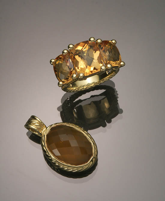 Appraisal: -Karat Yellow-Gold and Citrine Two-Piece Ensemble David Yurman Consisting of