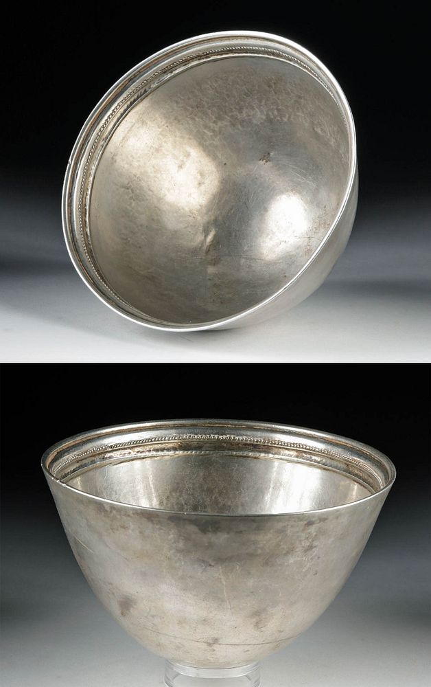 Appraisal: Greek Hellenistic Silver Mastoid Vessel ex Christie's Greece Hellenistic Period