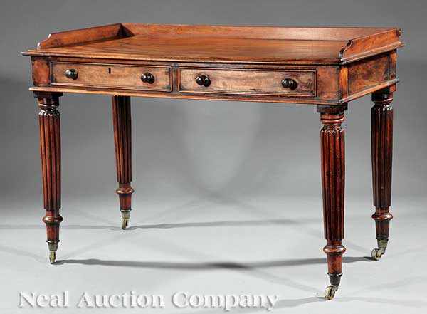 Appraisal: A William IV Carved Mahogany Writing Table c galleried top