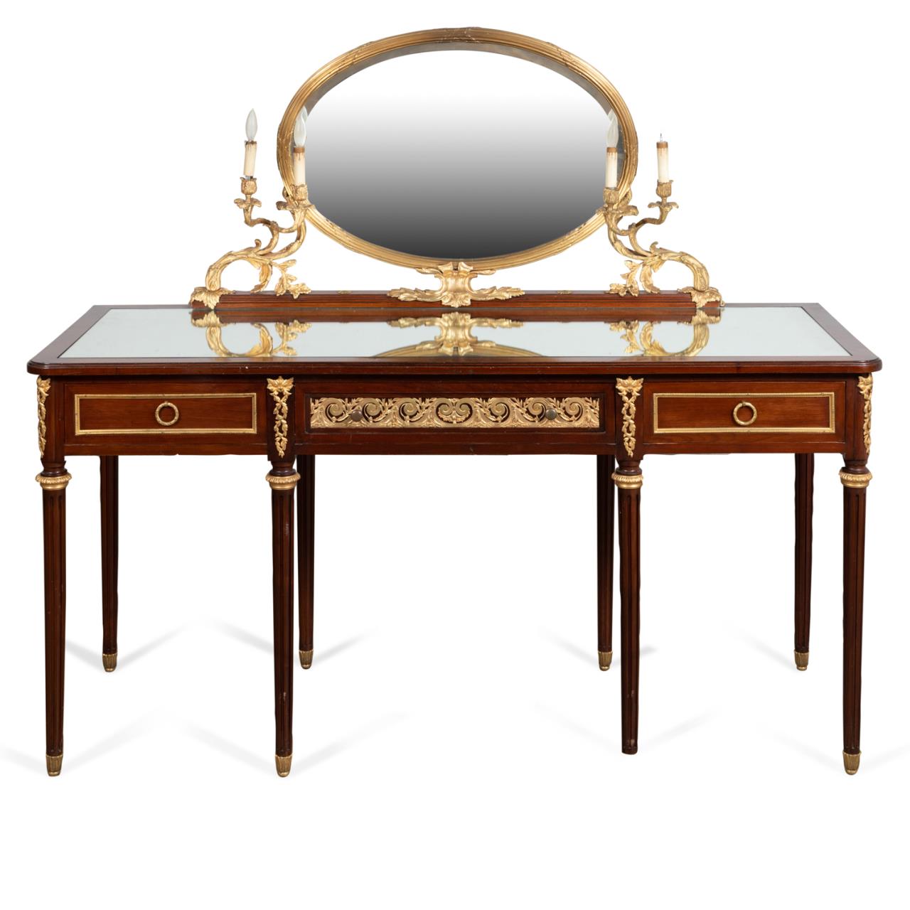 Appraisal: LOUIS XVI STYLE MIRROR MOUNTED DRESSING TABLE Continental first half