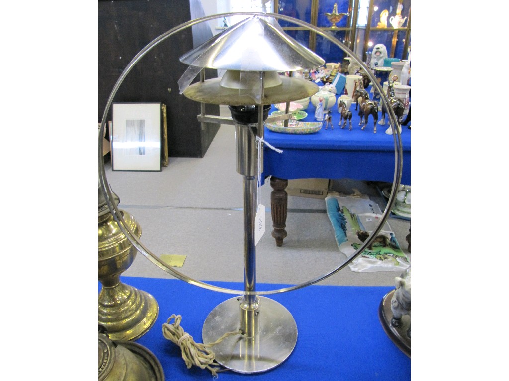 Appraisal: Fog Morup chromed brass lamp Kongelamp No circa lacking canvas