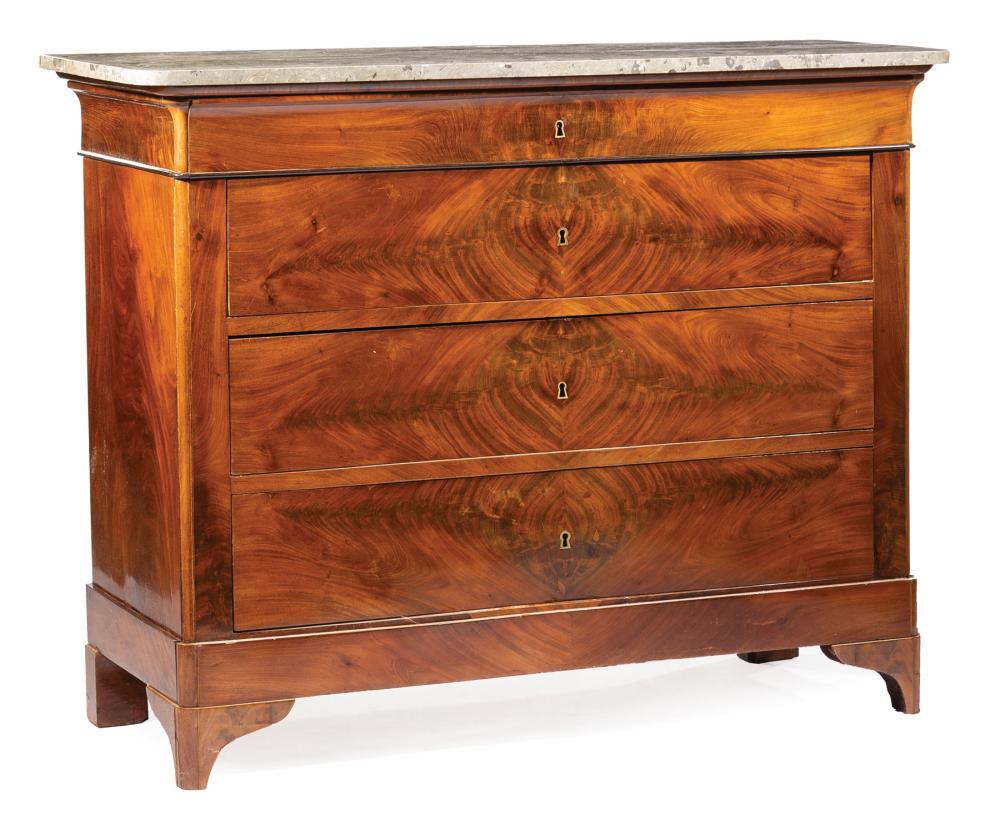 Appraisal: Louis Philippe Mahogany Commode mid- th c gris marble top