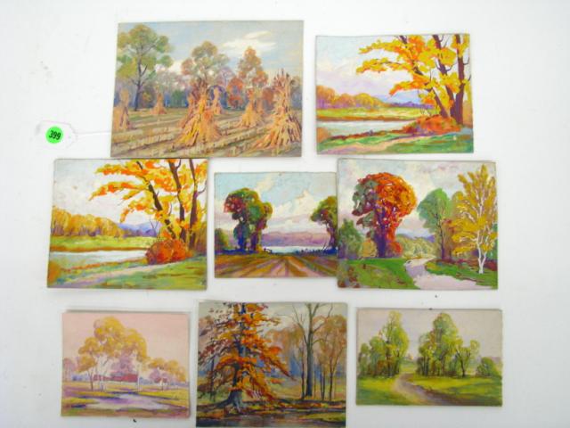 Appraisal: Mae Dilliner Lowes IN - Collection of Eight Miniature Oil