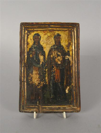 Appraisal: Russian double sided icon th century Each side painted with