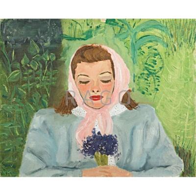 Appraisal: KATHARINE HOUGHTON HEPBURN American - Two oil on canvas self