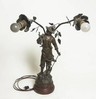 Appraisal: Spelter Lamp Light Signed and Foundry Label H x W