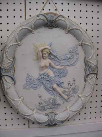 Appraisal: Bisque Plaque semi-nude maiden bas-relief Art Nouveau style '' x