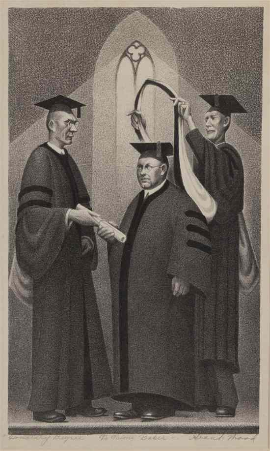 Appraisal: Grant Wood American - Honorary Degree lithograph AAA ed signed