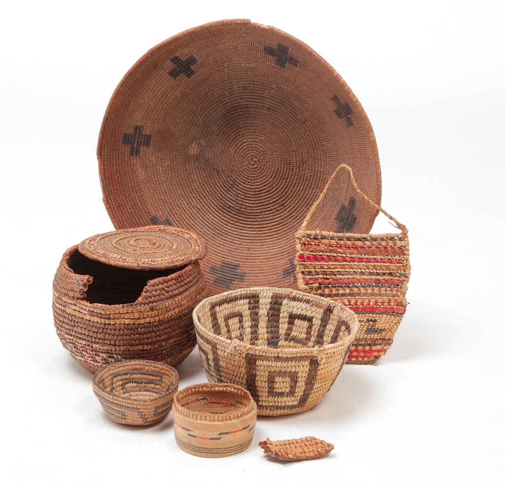 Appraisal: GROUP OF NATIVE AMERICAN BASKETS First half th century Includes