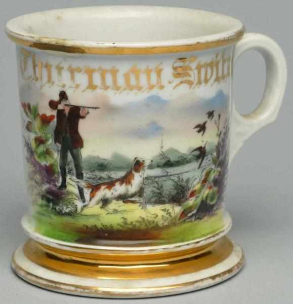 Appraisal: Hunters Shaving Mug Gilt name Thurman Switzer Beautiful and detailed