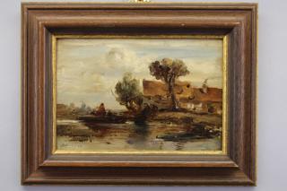 Appraisal: Jacob Hendricus Maris - Oil on board painting Signed lower