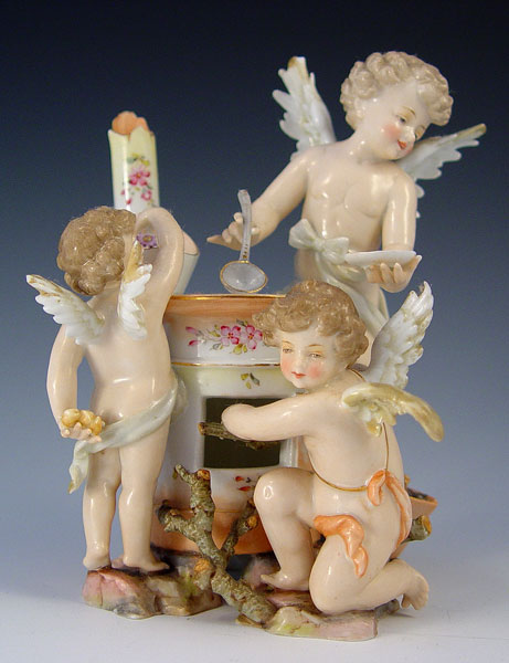 Appraisal: VOLKSTEDT GERMAN PORCELAIN FIGURAL GROUP OF CHERUBS Unusual motif of