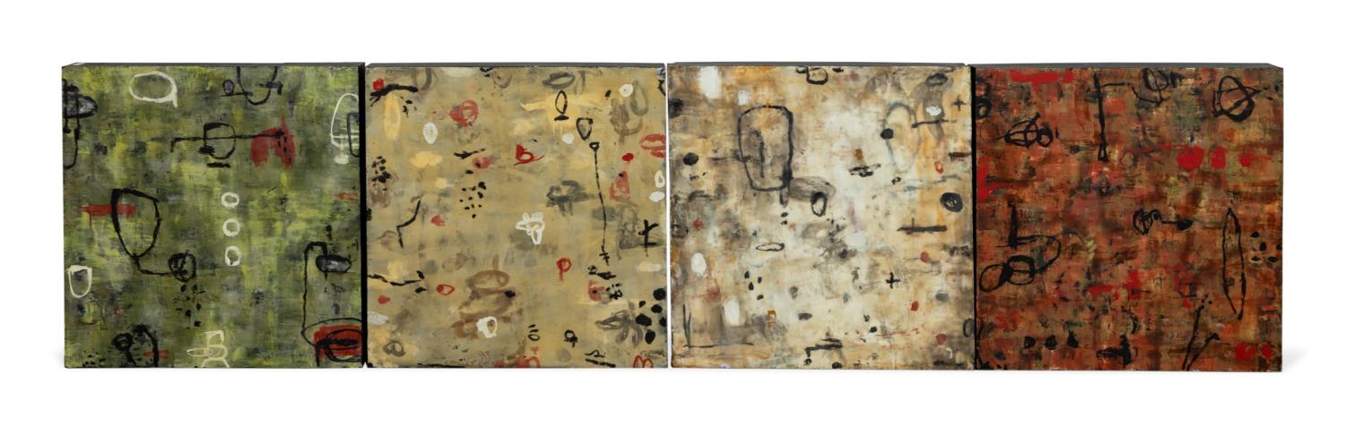 Appraisal: FOUR RANA ROCHAT ABSTRACT ENCAUSTIC PAINTINGS Rana Rochat American b