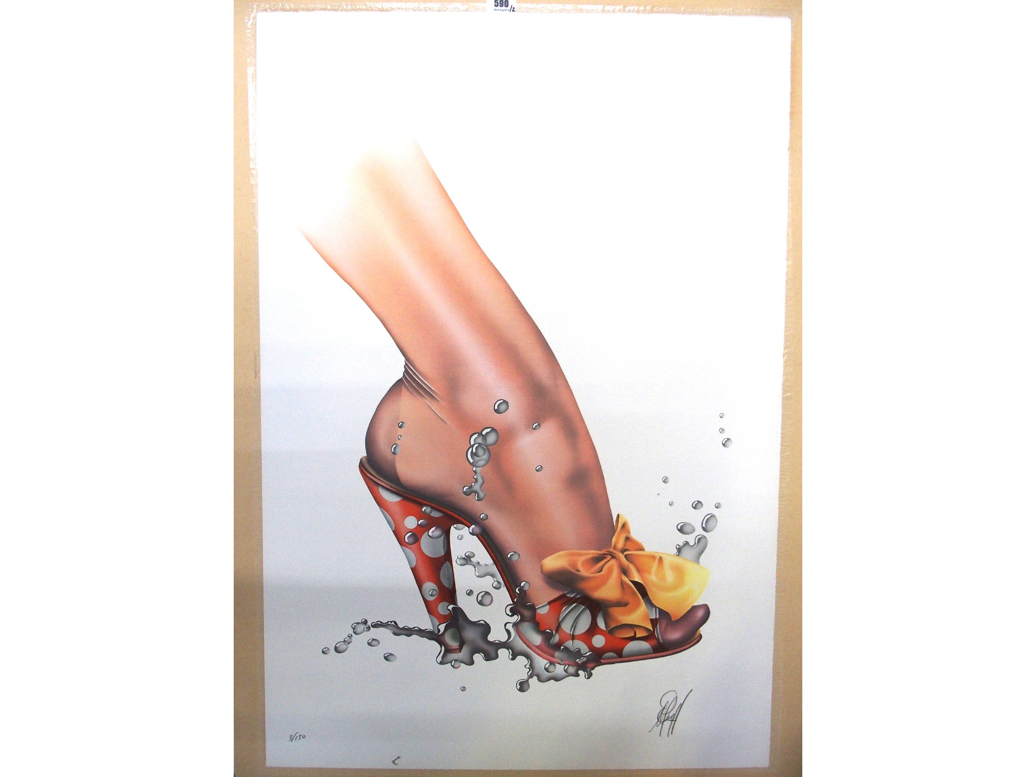 Appraisal: ENGLISH Contemporary Wet Shoe indistinctly signed and numbered screen print