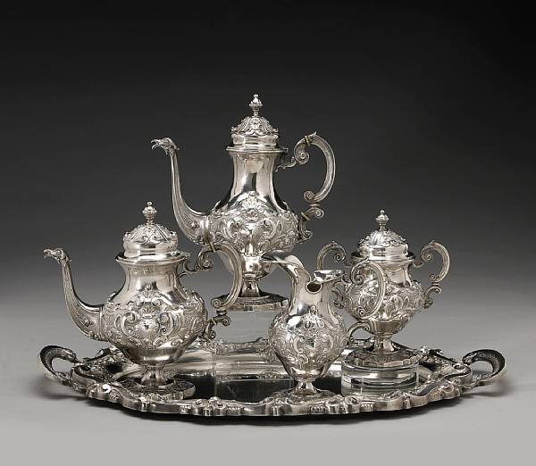 Appraisal: A Portuguese standard silver four piece tea and coffee set