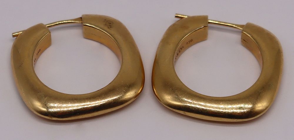 Appraisal: JEWELRY Pair of Tiffany Co kt Gold Hoop Earrings Pair