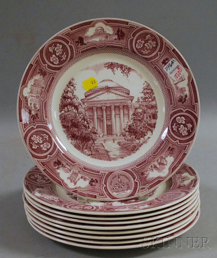 Appraisal: Set of Nine Wedgwood New York University Ceramic Dinner Plates