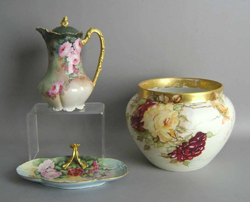 Appraisal: Limoges bowl together with a pitcher and bon bon dish