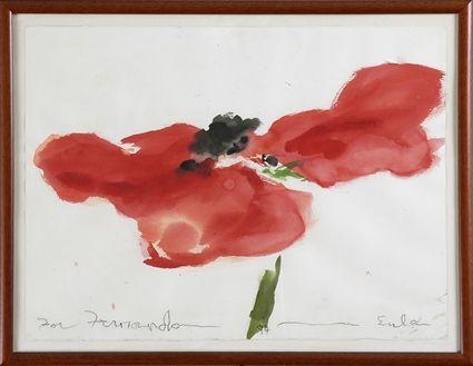 Appraisal: JOE EULA - POPPY Watercolor on paper x in signed