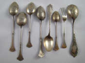 Appraisal: Russian pre-Revolution silver Five various teaspoons with splayed ends and