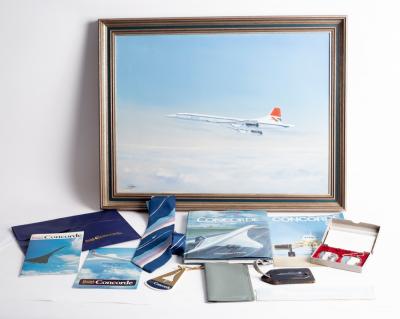 Appraisal: Concorde memorabilia including DAL Palmer Concorde in Flight oil on