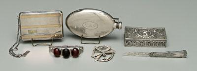 Appraisal: Six silver items sterling purse oval sterling pocket flask rectangular