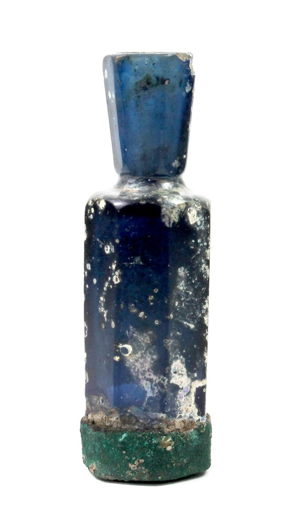 Appraisal: A deep blue glass bottle Egypt or Iran th- th