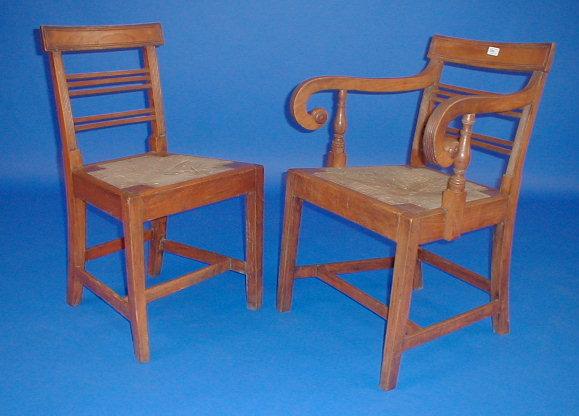 Appraisal: A set of early th century elm country dining chairs