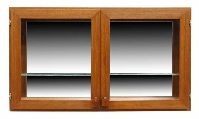 Appraisal: Danish mid-century modern teak hanging display cabinet c s two