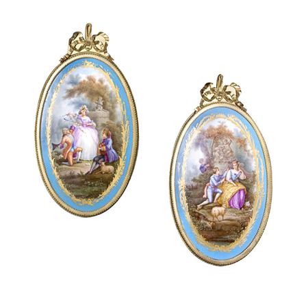 Appraisal: Pair of Framed Sevres Style Porcelain Plaques Estimate -