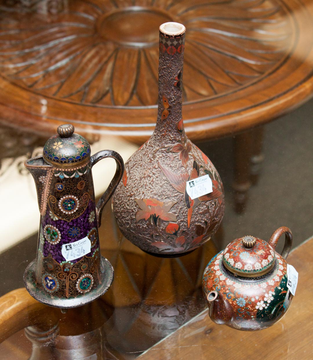 Appraisal: Three oriental items including cloisonne pots and ceramic jar