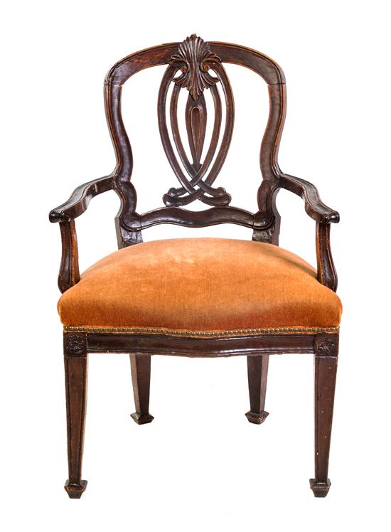 Appraisal: Sale Lot An Italian Walnut Armchair th century having a