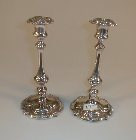 Appraisal: A Pair of early thC plated candlesticks each with removable