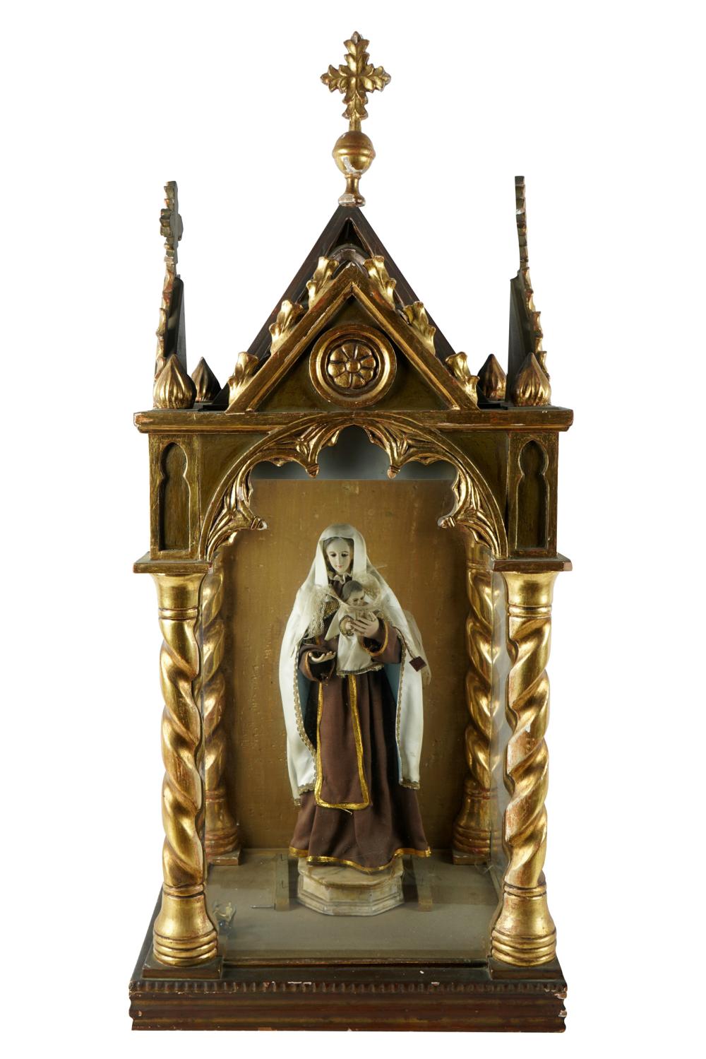 Appraisal: VENETIAN SHRINE CABINET WITH MOTHER CHILDCondition with loss to gilding