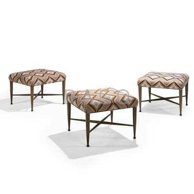 Appraisal: EDWARD WORMLEY DUNBAR Three benches Berne IN s Upholstery bleached