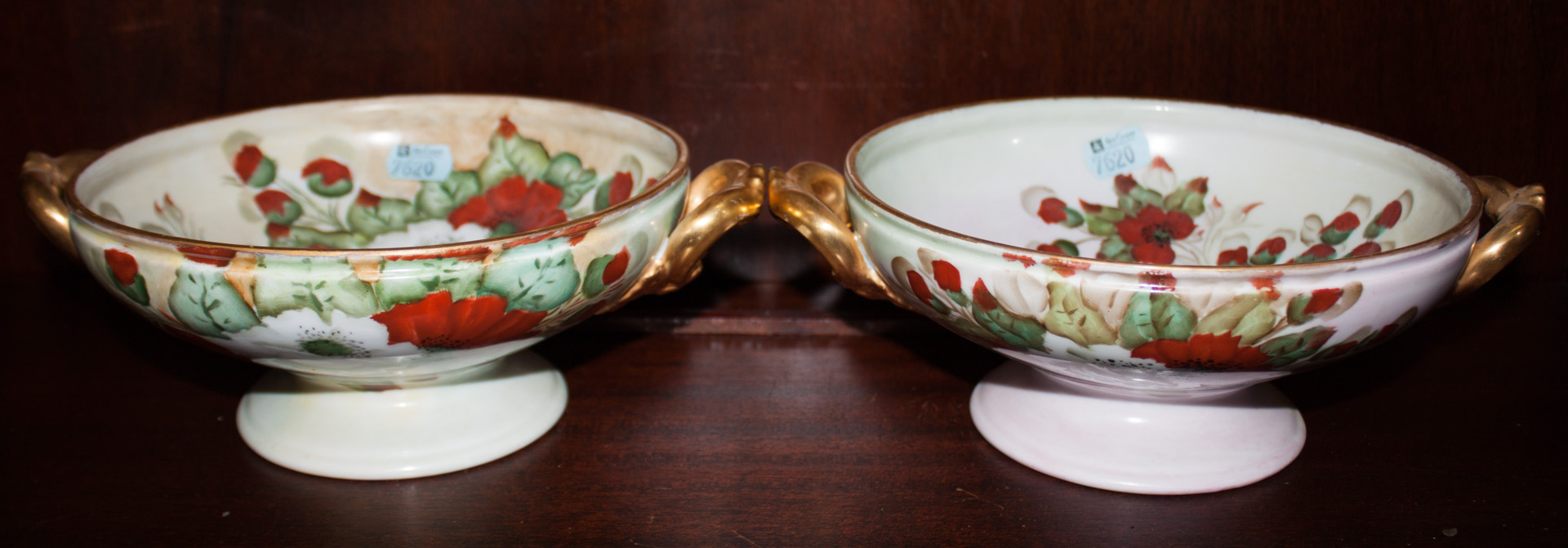 Appraisal: Four pieces of hand-painted china including two Czech compotes Limoges