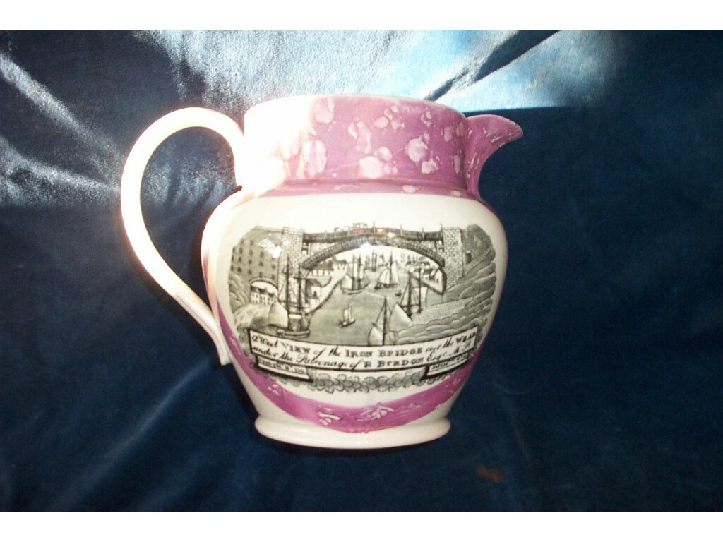 Appraisal: A th century Sunderland lustre jug with printed panel of