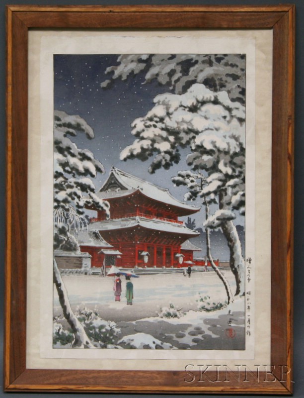 Appraisal: Tsuchiya Koitsu Zojo Temple in Snow at Shiba very good