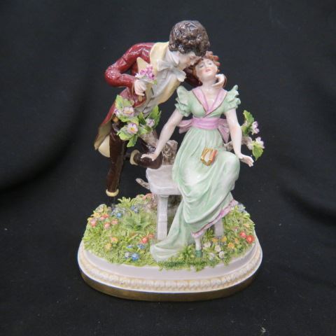 Appraisal: Sitzendorf Porcelain Figurine of a Courtingcouple in the garden flowers