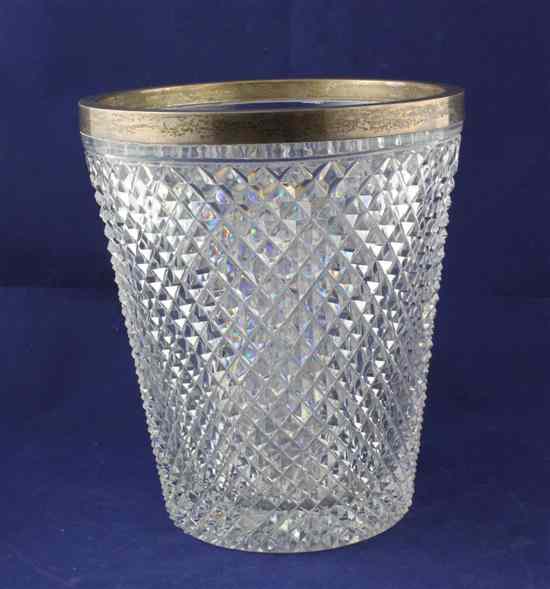 Appraisal: A 's silver mounted hobnail cut glass ice pail by