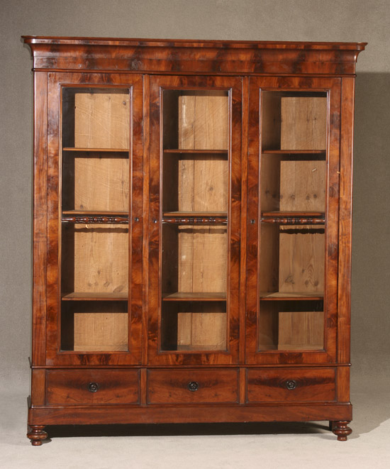 Appraisal: German Baroque Style Figured Mahogany Side Cabinet Last Half th