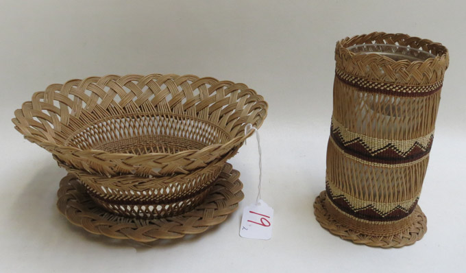 Appraisal: HUPA NORTHWEST CALIFORNIA NATIVE AMERICAN WOVEN VASE AND BASKET The