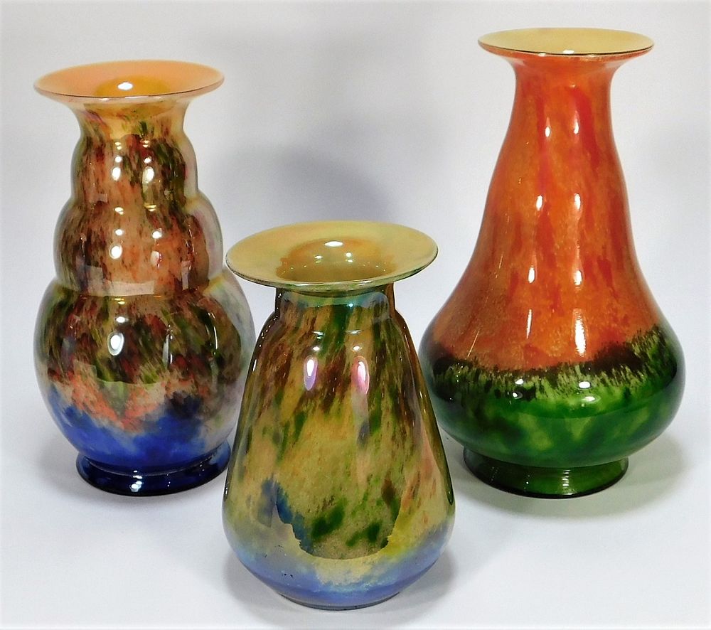 Appraisal: Kralik Iridescent Bohemian Czech Art Glass Vases Bohemia Early th