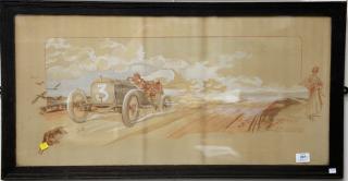 Appraisal: Two piece lot to include Ernest Montaut - colored lithograph