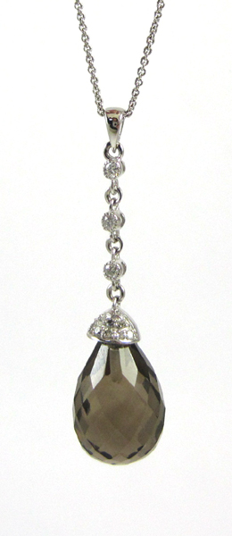 Appraisal: SMOKY TOPAZ AND DIAMOND PENDANT NECKLACE suspended on a k